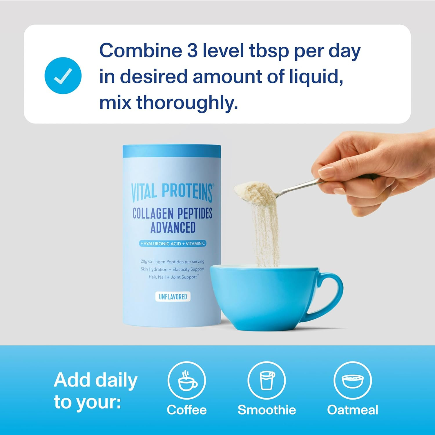 Vital Proteins Collagen Peptides Powder Advanced with Hyaluronic Acid & Vitamin