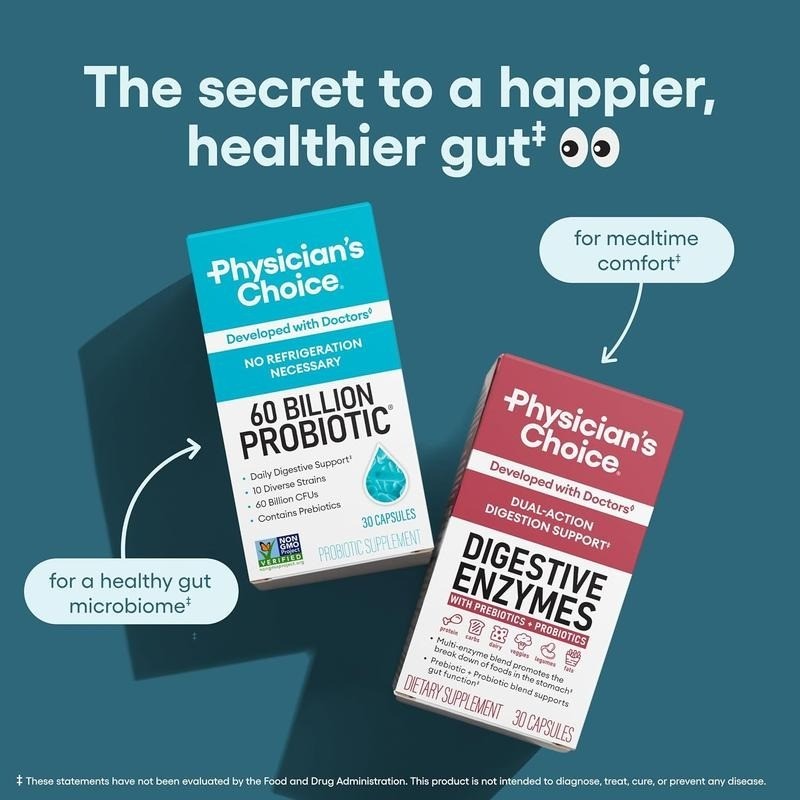 Physician’s CHOICE Probiotics 60 Billion CFU -Digestive Health, Immune Support
