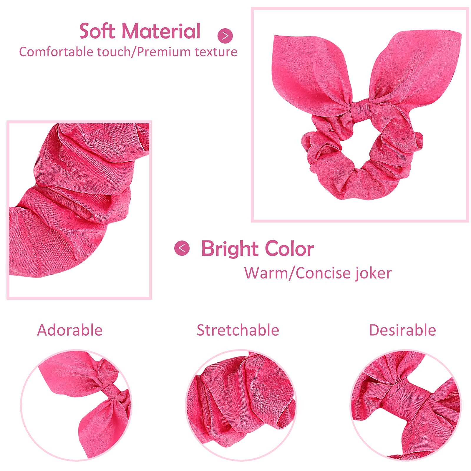 ACO-UINT 20 Pack Satin Scrunchies for 20 Count (Pack of 1), multi-colored4
