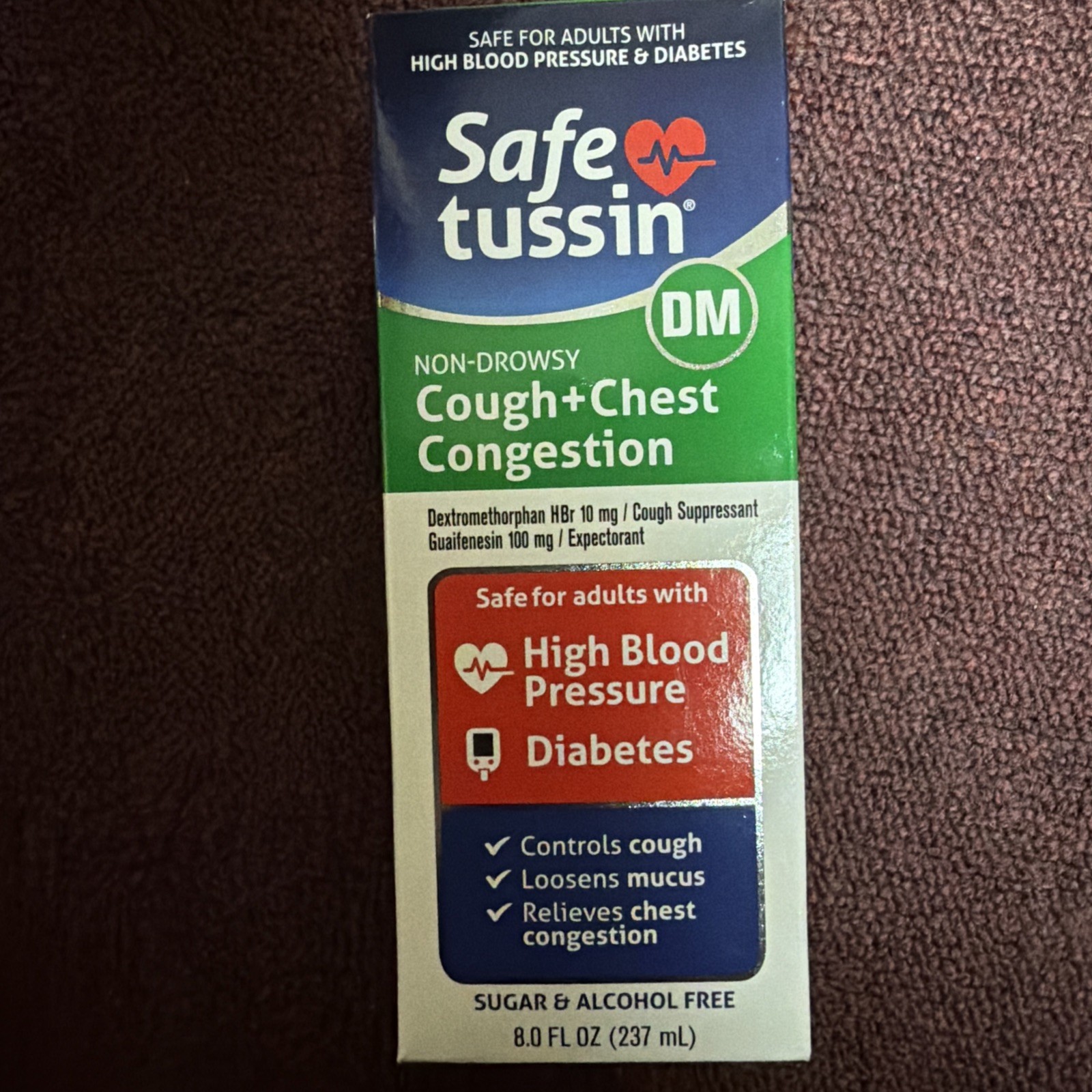 Safetussin DM Cough & Chest Congestion Sugar & Alcohol Free • 8 oz • Exp 6/26