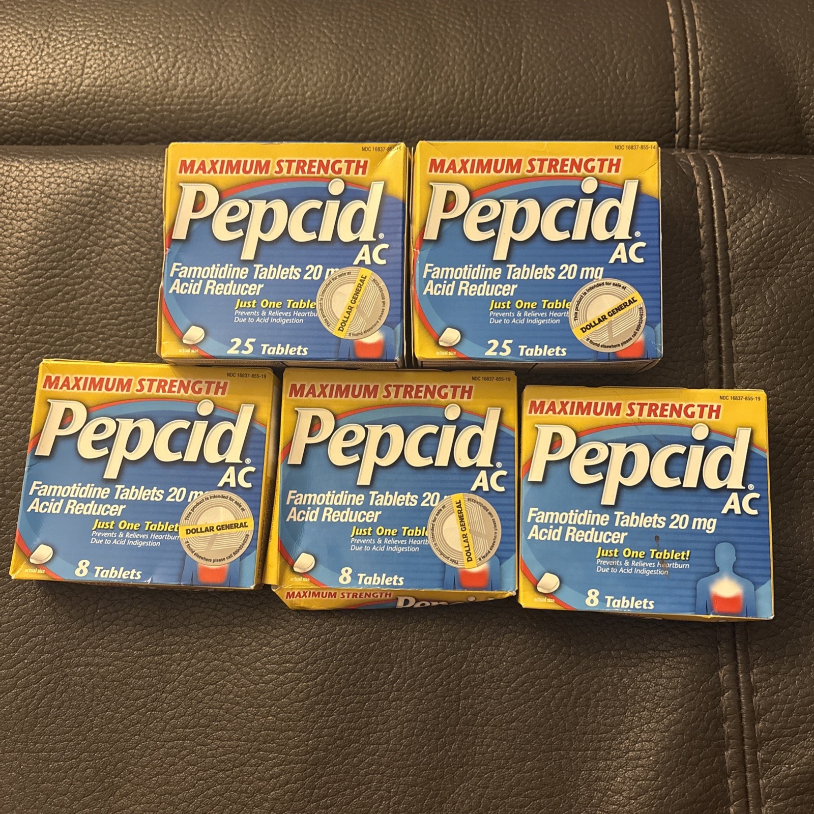 PEPCID 73 tabs total lot Maximum Strength Famotidine 20 mg; 5 packs Exp 12/27