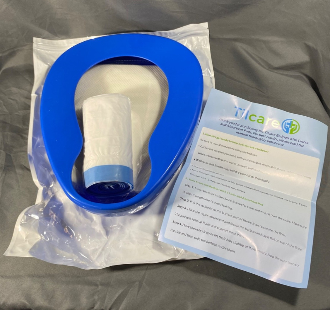Tilcare Contoured Bedpan + Pads/Liners Perfect for Elderly & Bedridden Care