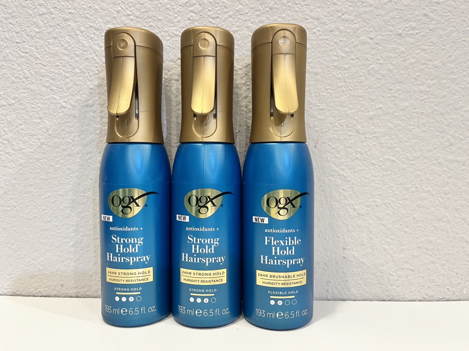 OGX Antioxidants Hairspray Strong & Flexible Hold Paraben-Free 6.5 fl oz. 3 PACK