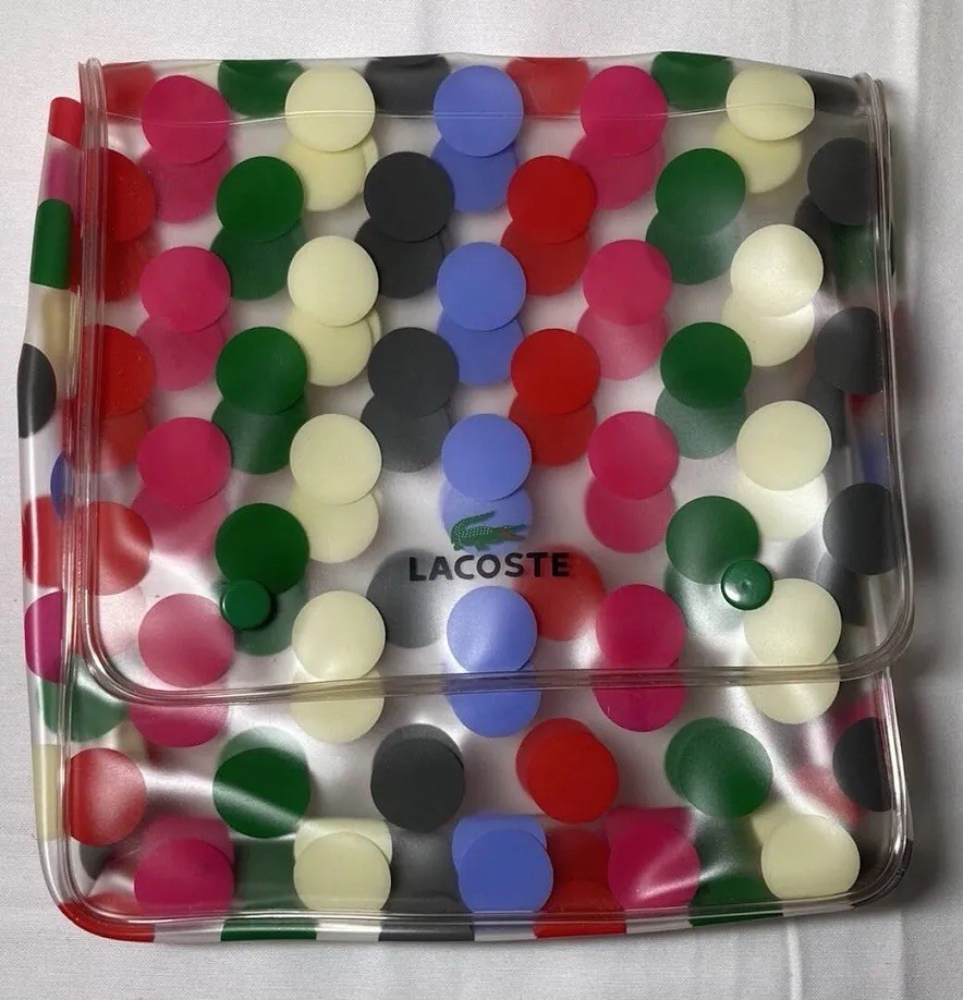 Lacoste multi-colored VTG polka dot transparent vinyl cosmetic bag Classic