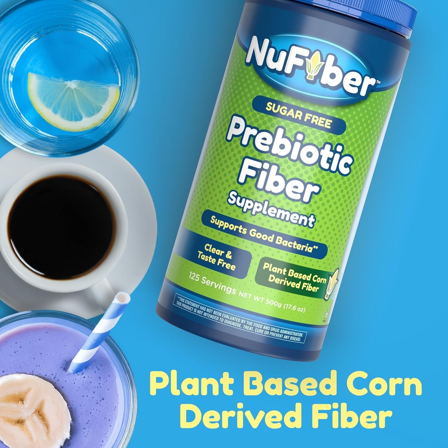 Prebiotic Fiber Powder 125 Servings – Clear Tasteless Gut & Digestive Health