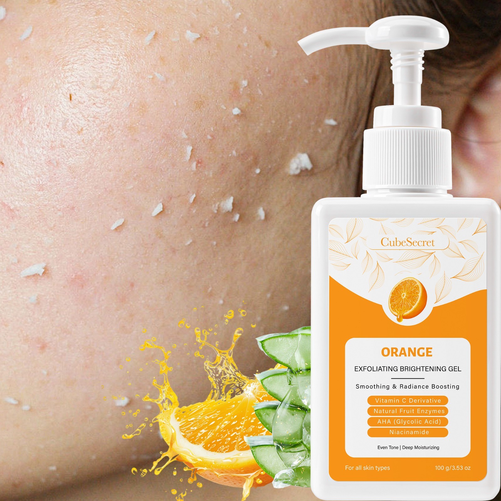 Orange Exfoliating Gel 3.53 oz Citrus Scent Facial Cleansing Daily Skin Care