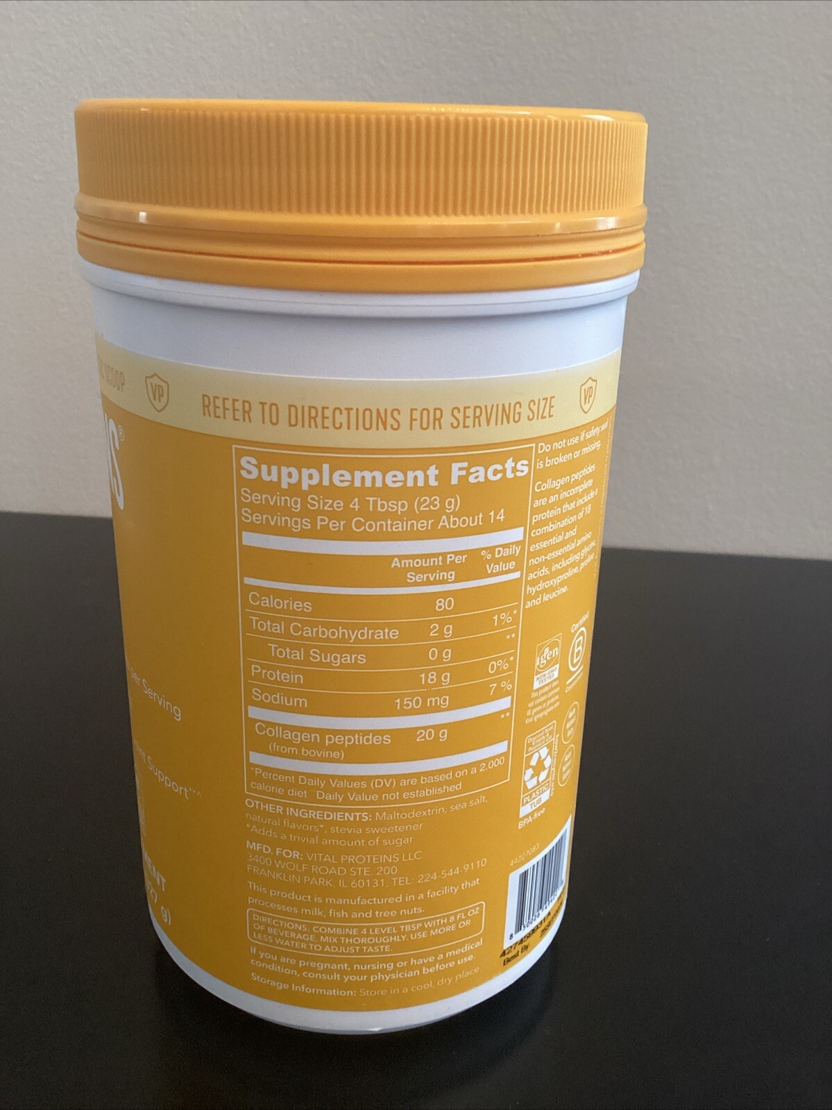 Vital Proteins Collagen Peptides Powder Vanilla 11.5 oz. Exp 09/2026