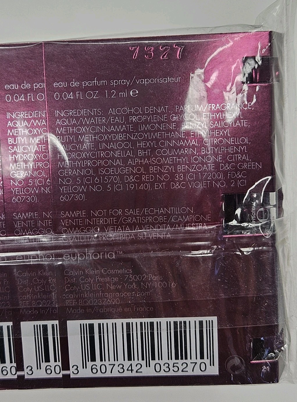 12X Calvin Klein Euphoria EDP Spray Samples 0.04 Fl oz. ea. NEW SEALED PACKAGE