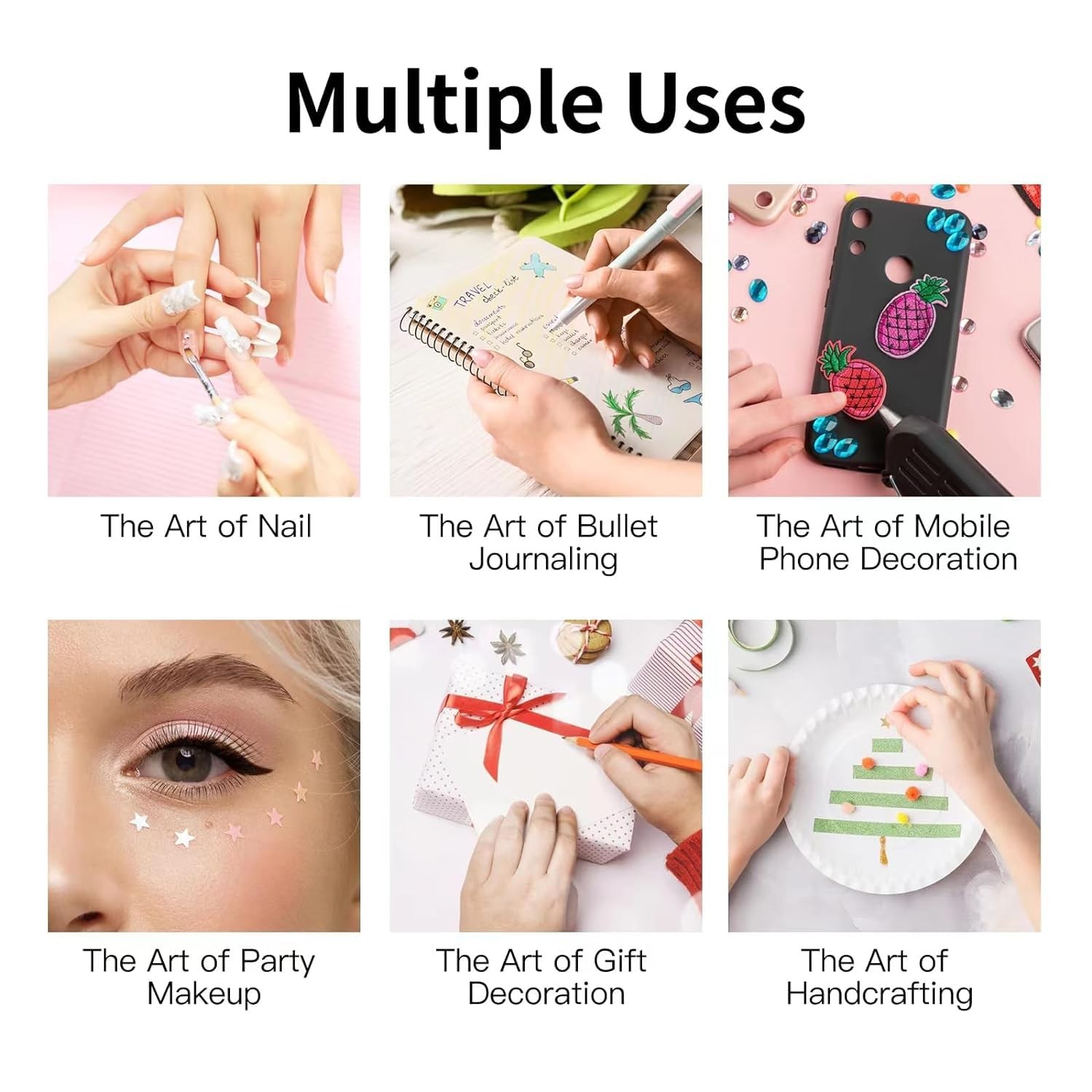 HAIIDOAK Nail Stickers, 4 Sheets Floral 5D Embossed, Self-Adhesive for DIY