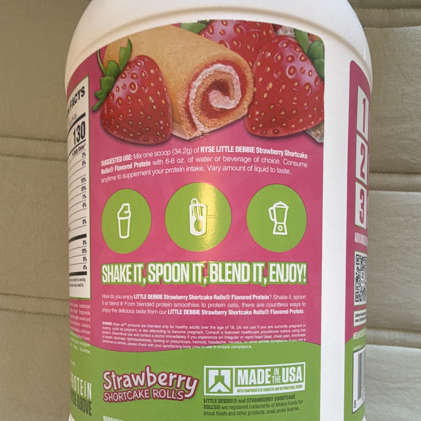 RYSE Loaded Whey Protein Powder Strawberry Shortcake Rolls 2 lb 27 Servings