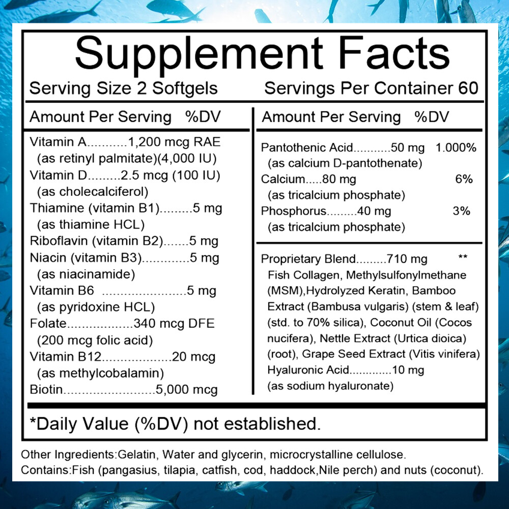 Biotin & Collagen Softgels – Anti-Aging, Hair Growth, Skin Health, Strong Nails