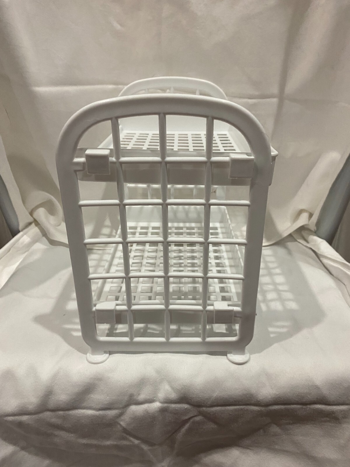 Cosmetic Organizer Rack Bathroom Counter Storage Tray 2 Tier Standing White