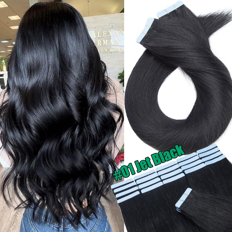 20-60PCS Tape In /On 100% Real Remy Human Hair Extensions Skin Weft Balayage US
