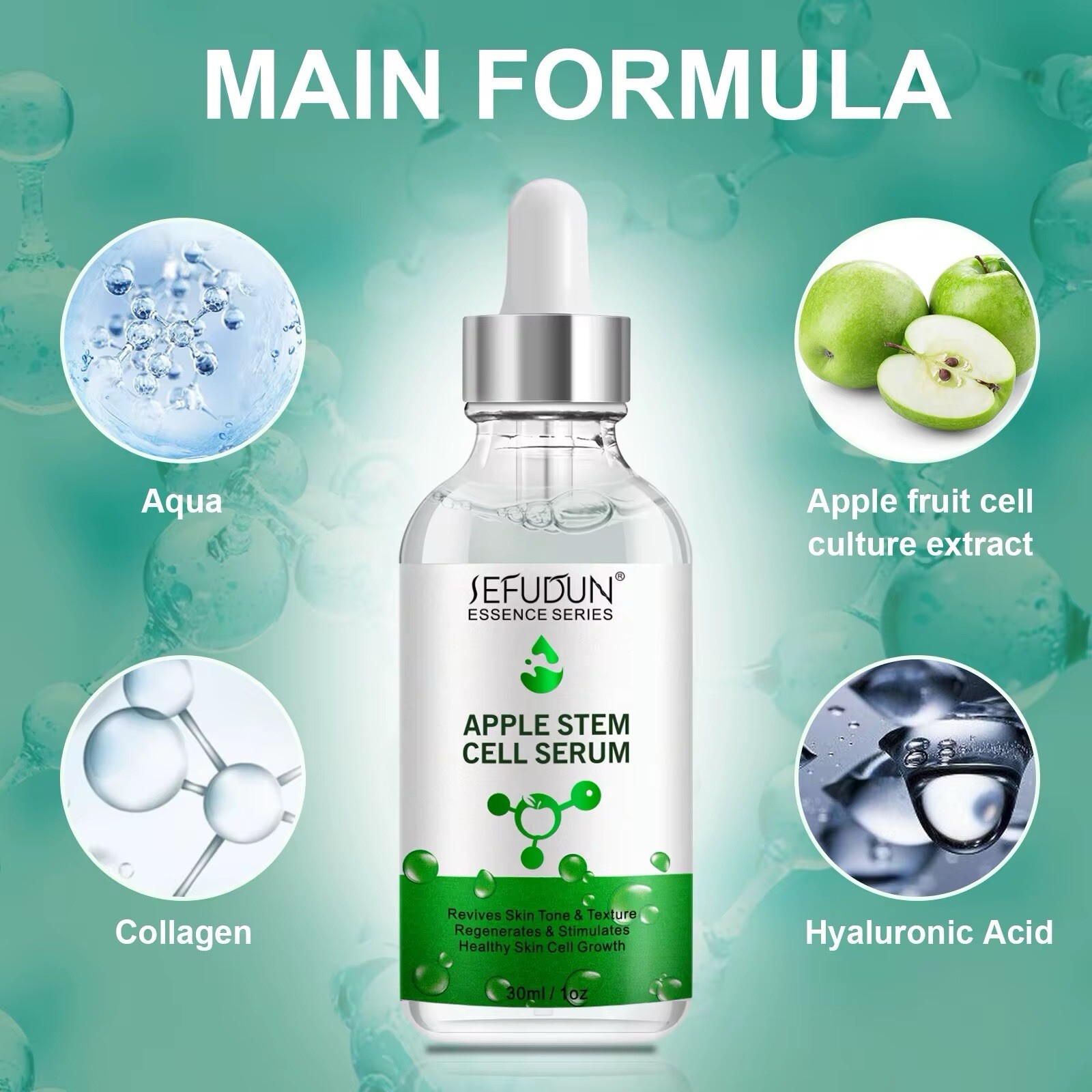 2-pc Natural Swiss Apple Stem Cell Serum COLLAGEN Hyaluronic Vit C,E USA stock