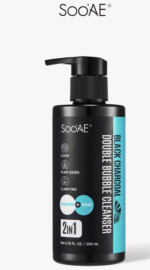 1ea Soo’AE Purifying Black Charcoal Double 2in1 Bubble Cleanser + Mask 6.76oz