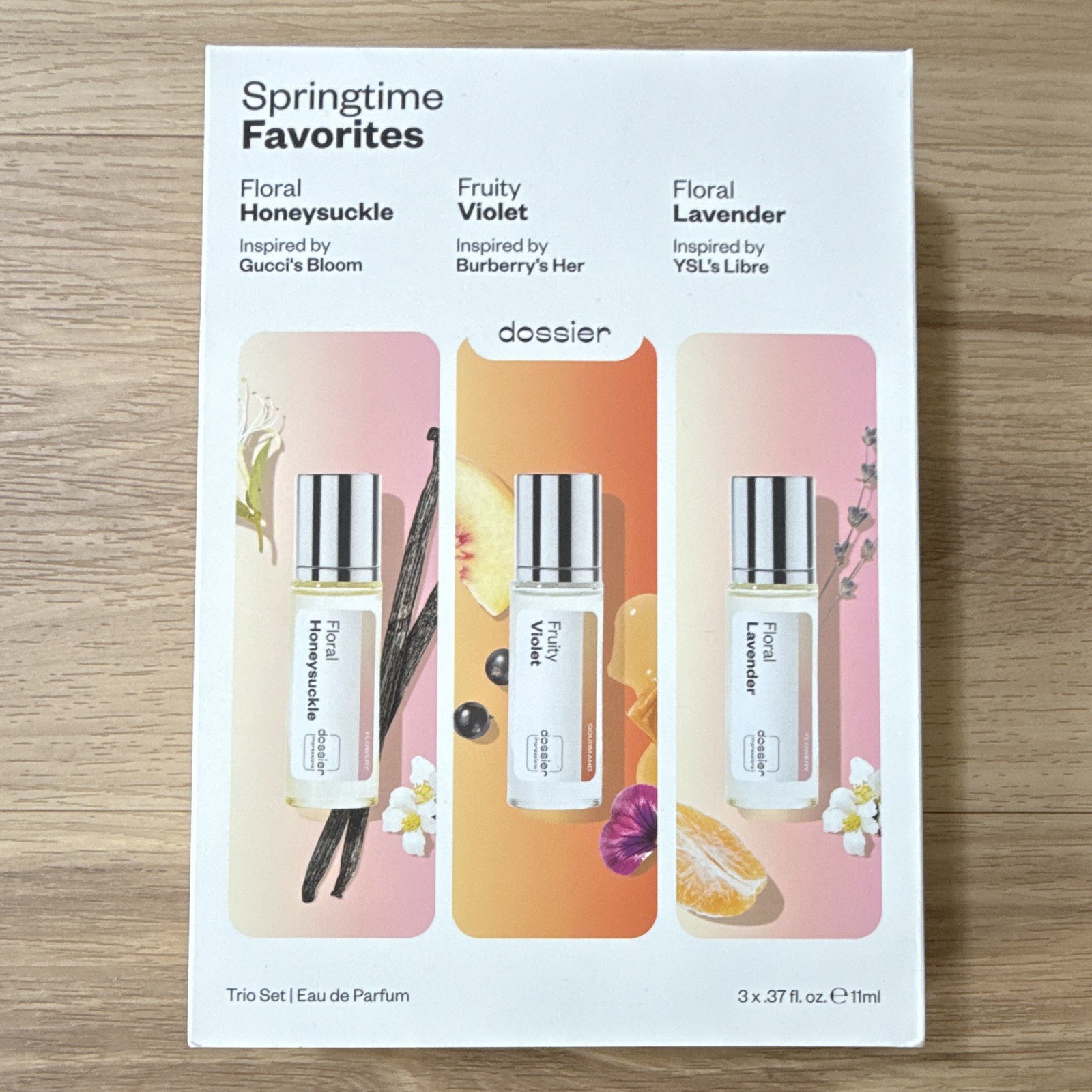 Dossier Springtime Favorites Gift Set Spray Travel Size 3×0.37 fl oz