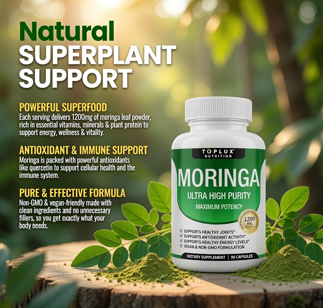 Toplux Nutrition Moringa 1200mg Superfood Antioxidant Immune 90 Capsules