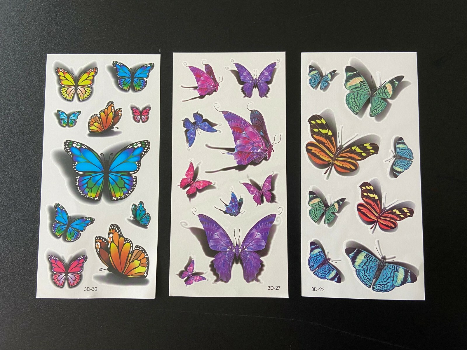 3 Sheets /Set Temporary Tattoo Stickers Waterproof Butterfly Flower Arm Body Art