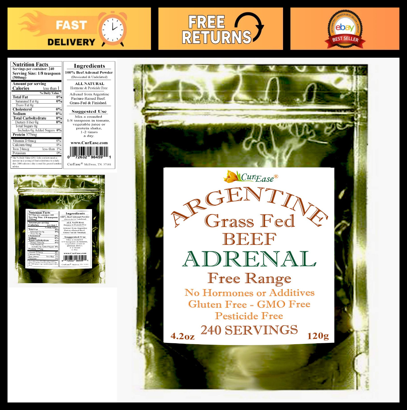 Grass-Fed Argentine Beef Adrenal Powder 4.2oz – Natural Energy & Vitality Boost