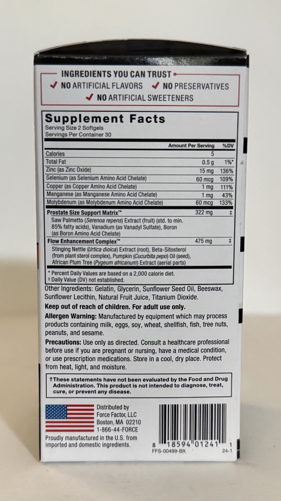 Force Factor Prostate With Beta-Sitosterol & Saw Palmetto – Exp 07/2028