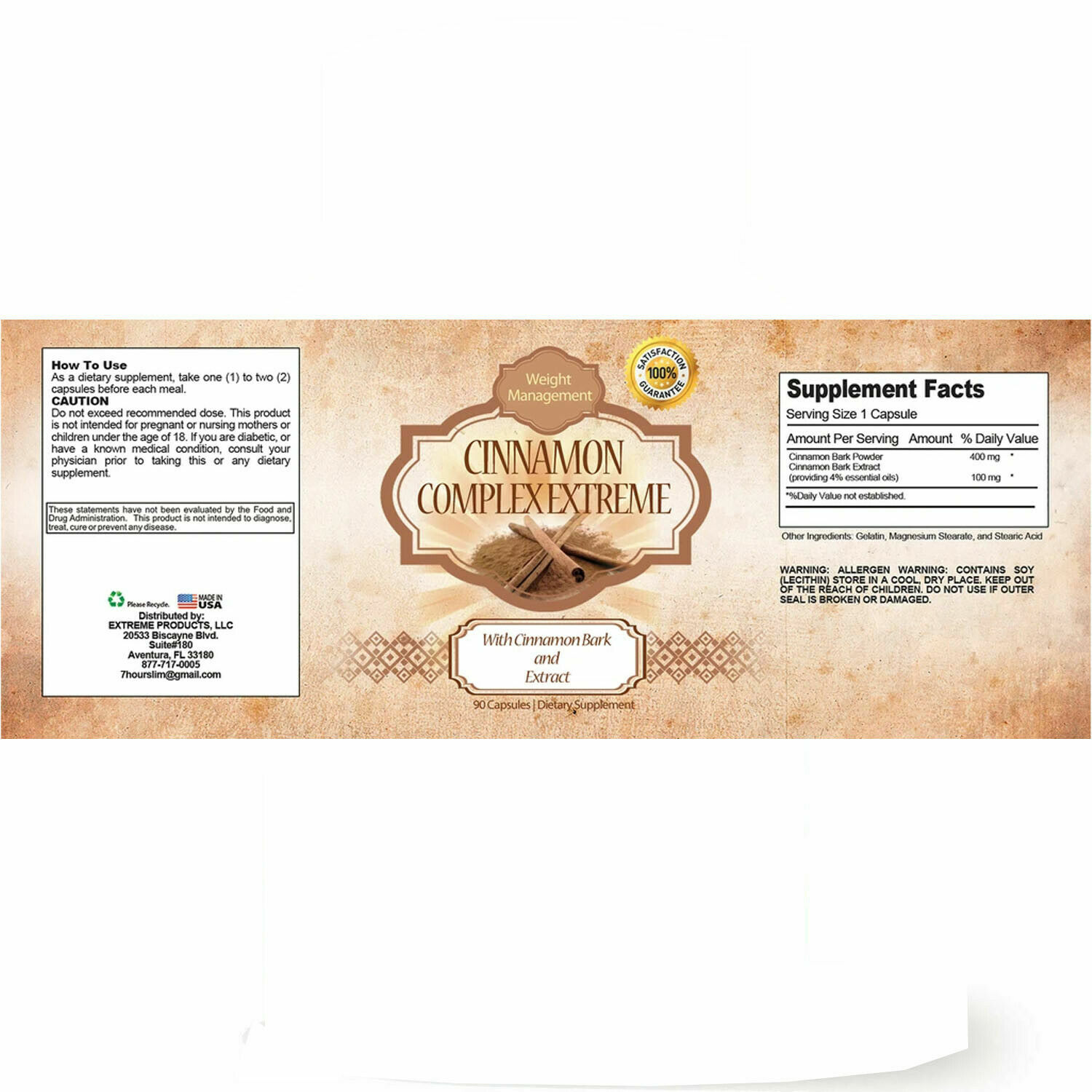 Leg Muscle Support & Cinnamon Bark Extract Weight Management Supplement 90 Caps