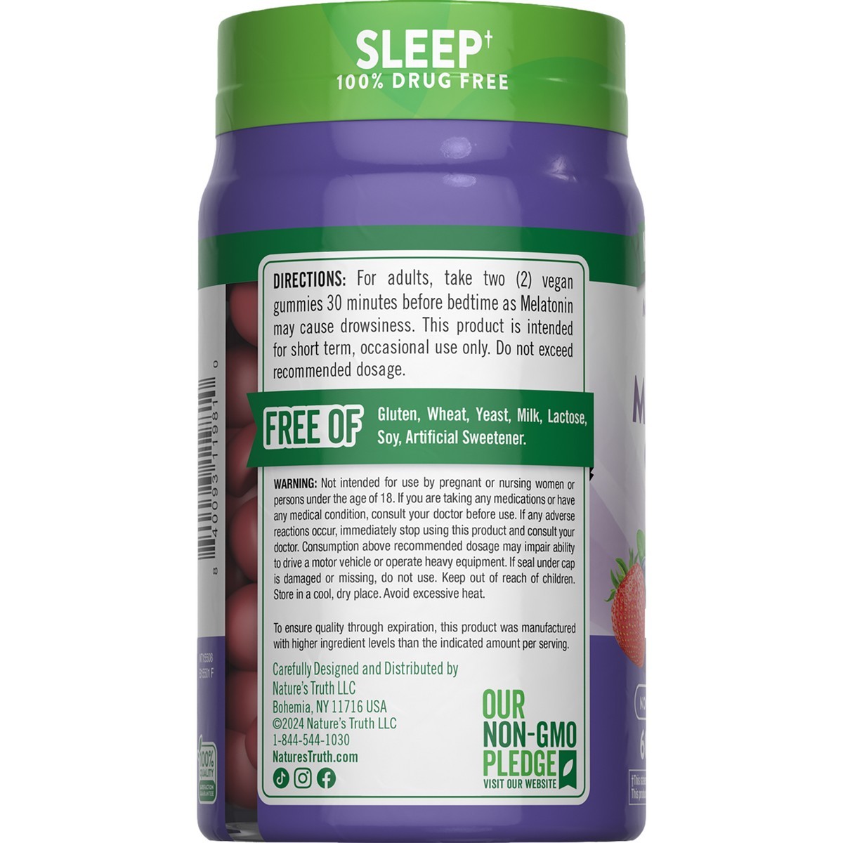 Nature’s Truth 12mg Melatonin Vegan Gummies – 60ct: Dietary Supplement