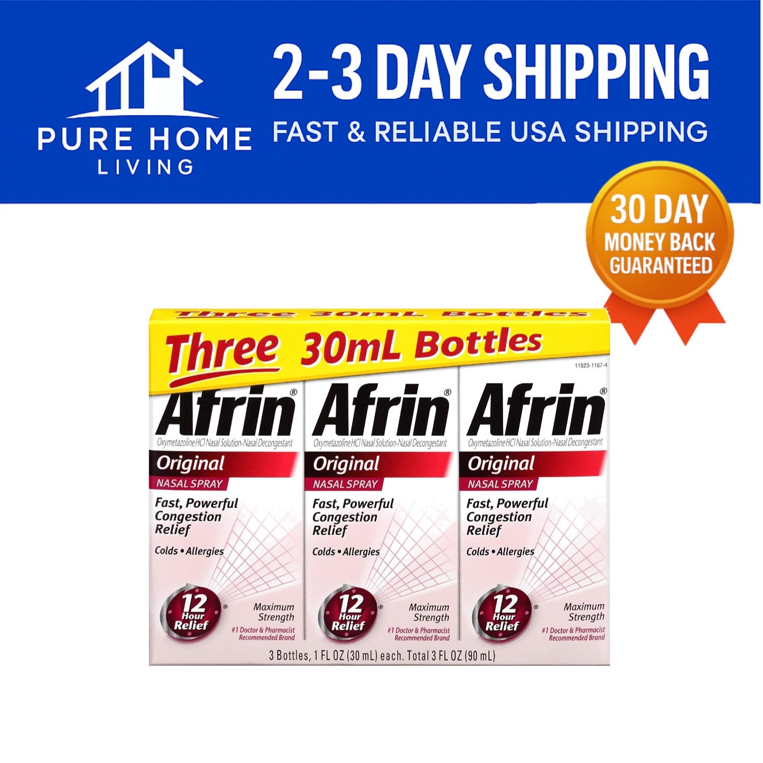 Convenient Nasal Spray Duo – 3 Count of 1 Fl Oz Bottles for Fast Relief