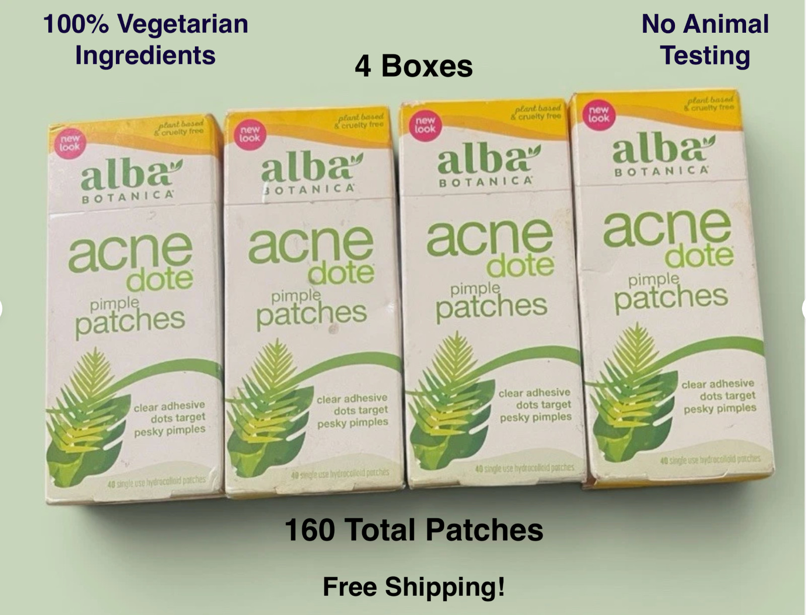 Lot of 4 Alba Botanica Acnedote Pimple Patches Hydrocolloid Skincare 160 Count