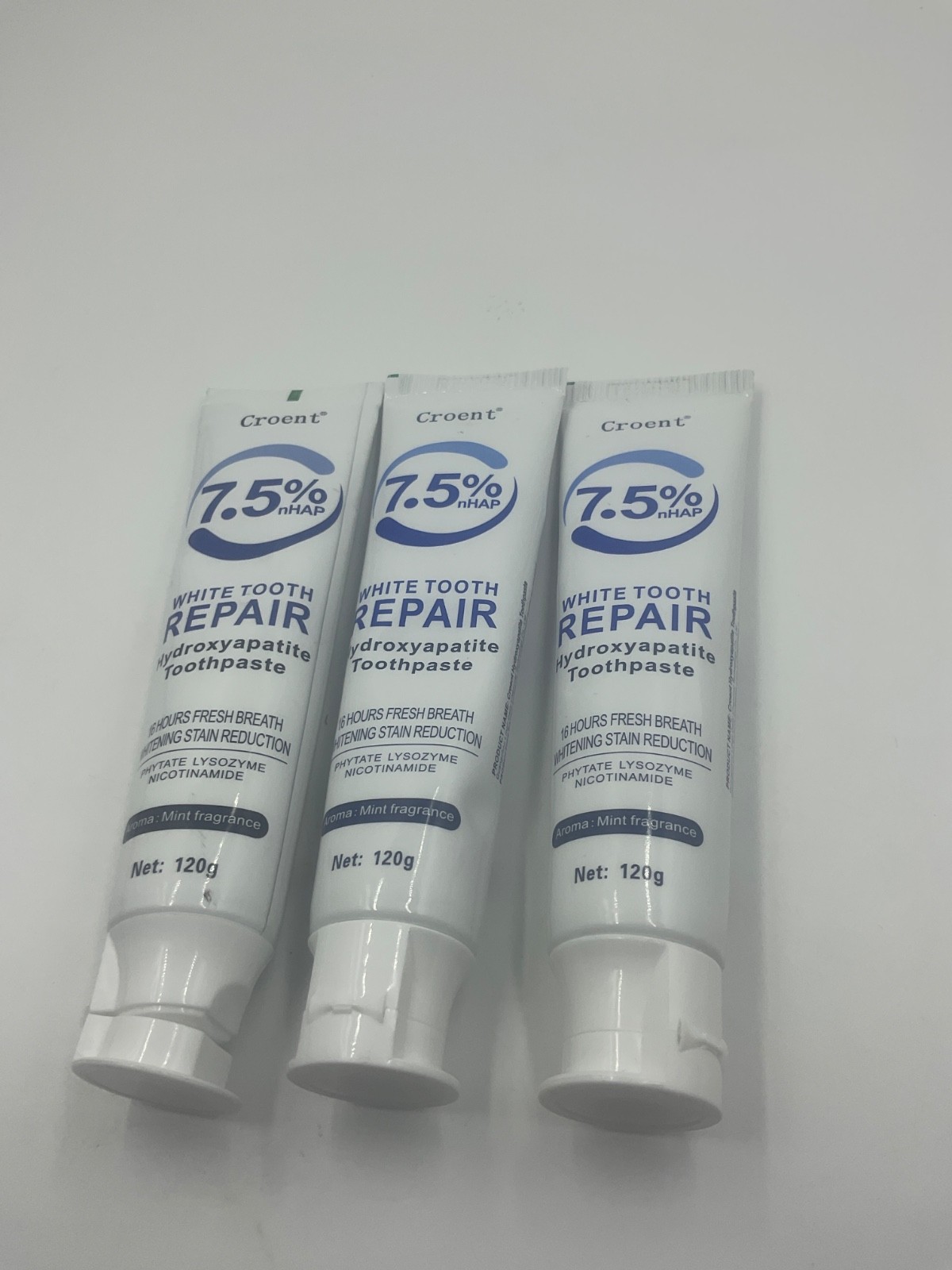 3 Pack Croent 7.5% nHAP White Tooth Repair Hydroxyapatite Toothpaste