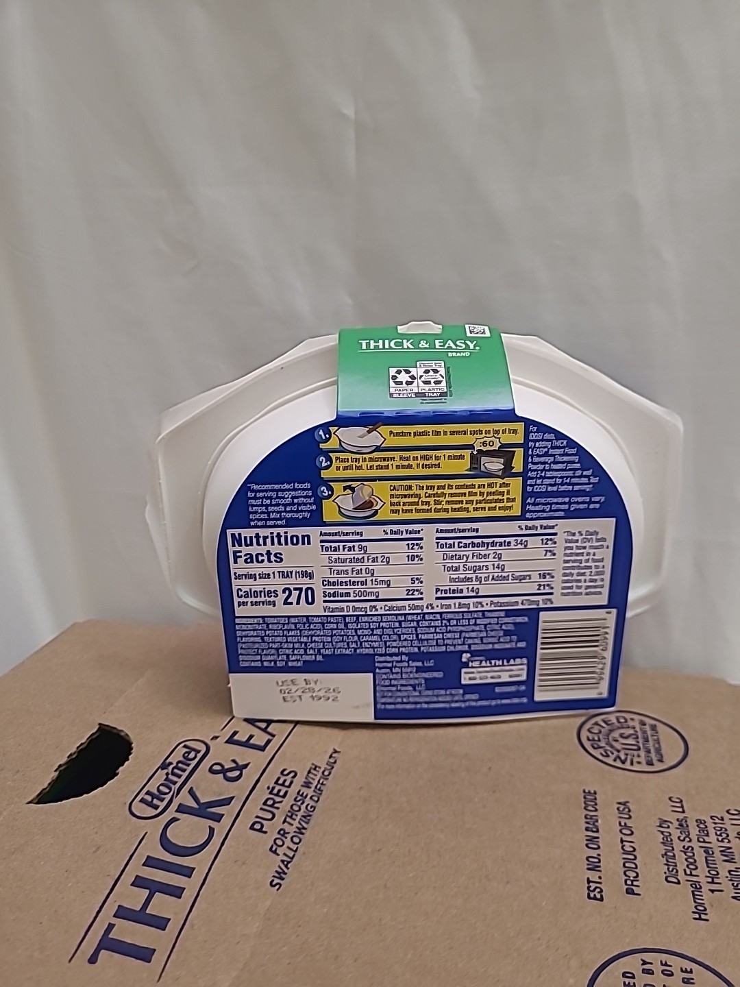 Thick & Easy Purees Thickened Food Beef Lasagna 7.oz Tray 7 Count Exp:12/2025+
