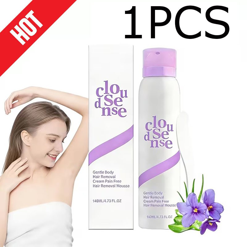 3X NEW Cloud Sense Gentle Hair Removal Mousse Spray, Aloe & Hyaluronic Acid