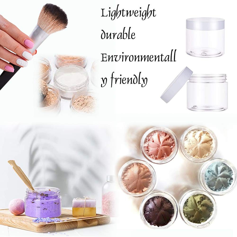 20 PCS 2oz Plastic Empty Jars with LidsWhite,WideMouth Refillable Storage Con…