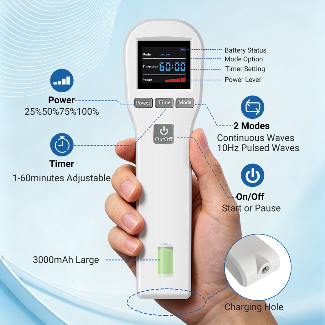 20 Diodes Red Light Therapy Device 650nm 808nm Laser Treatment for Wound Healing