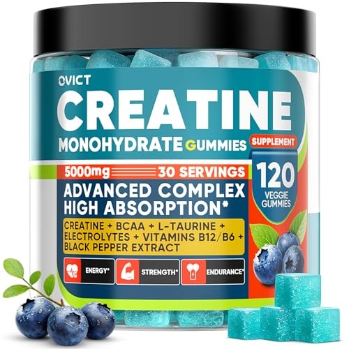 Creatine Monohydrate Gummies 5g BCAA B12 Energy Muscle