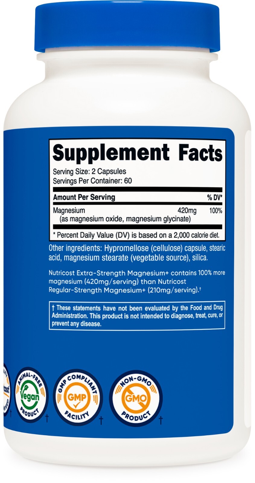 Nutricost Magnesium+ Extra Strength 420mg, 120 Capsules – 60 Servings