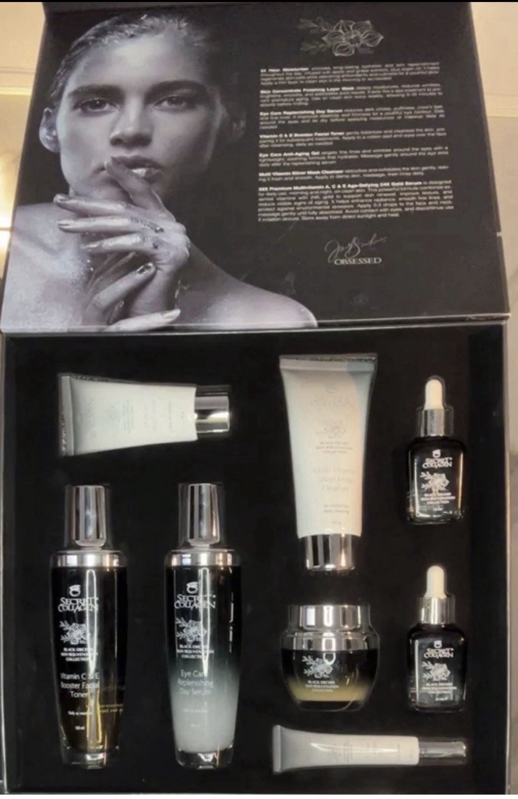 Secret Collagen Black Orchid Skin Rejuvenation Collection 8 pc Set Sealed Box
