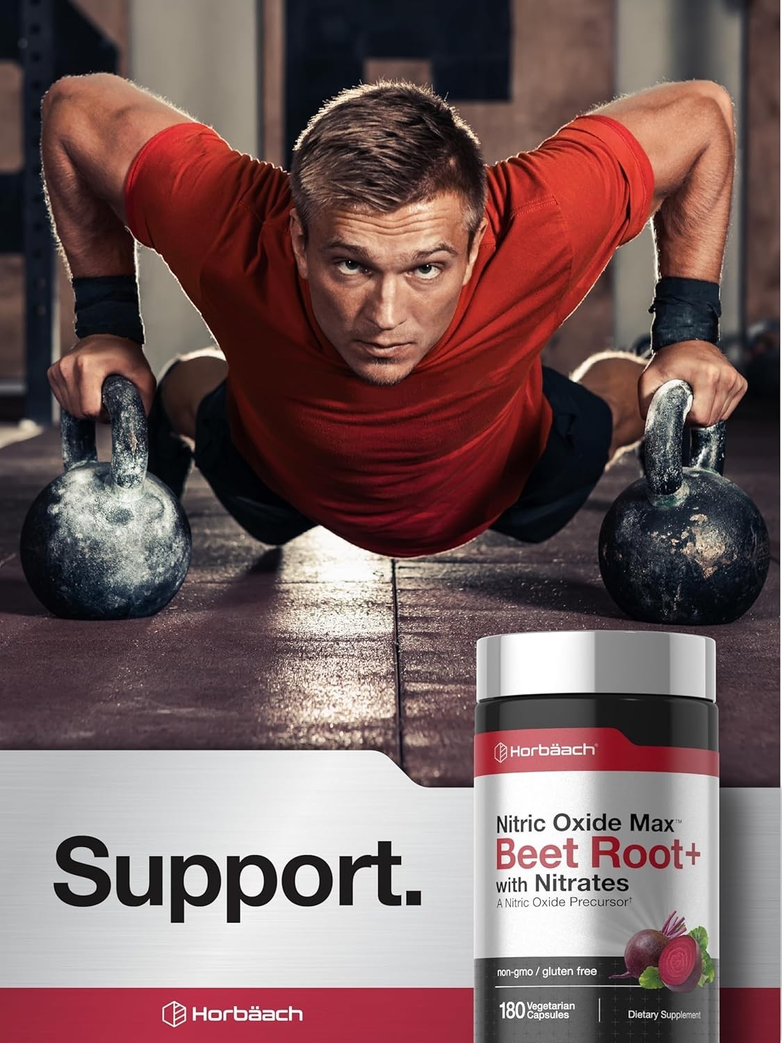 Nitric Oxide Beet Root Capsules | With Nitrates | 180 Count | by Horbaach