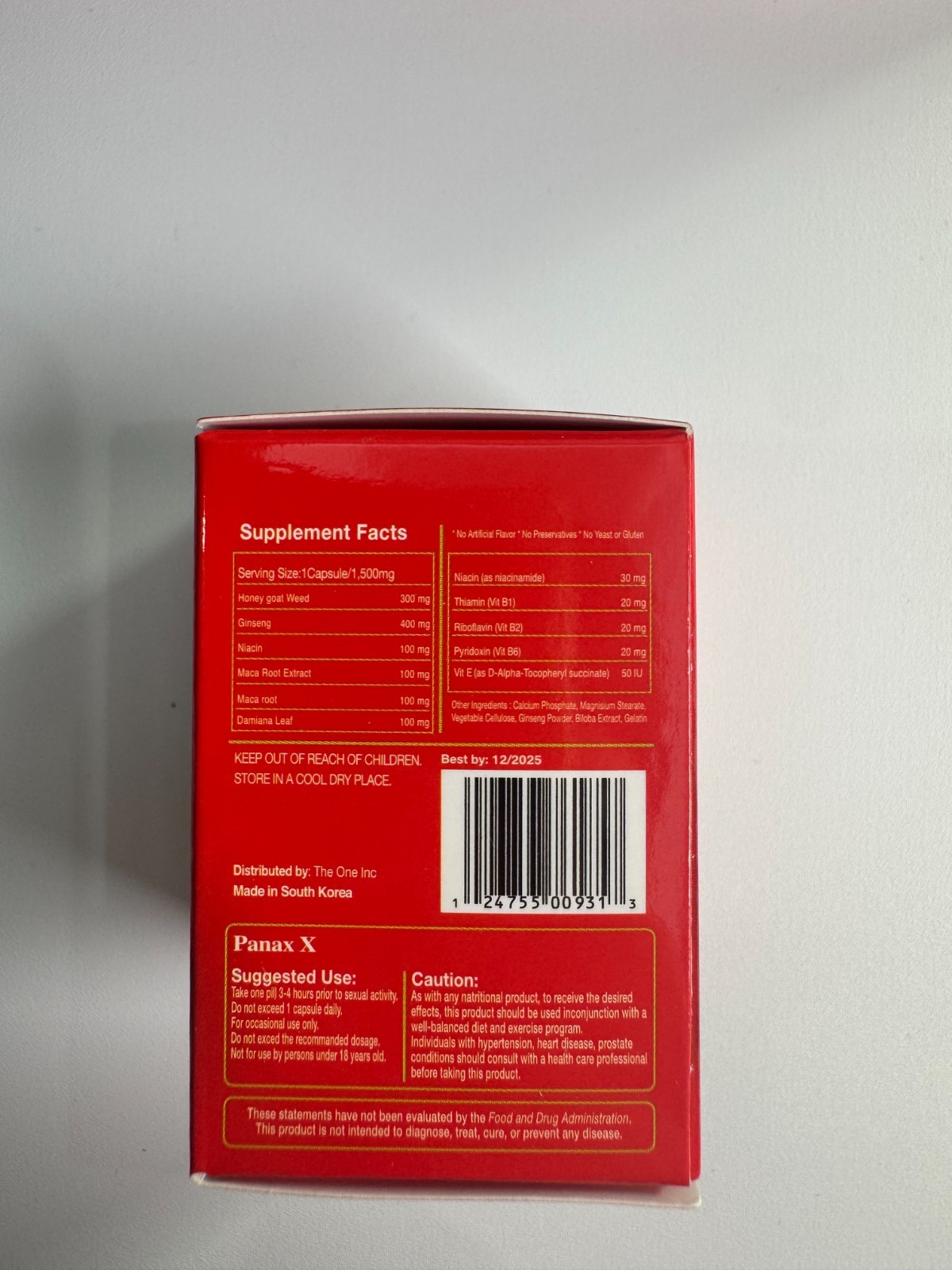 Panax-X Korean Ginseng Capsules Herbal Supplement 6 Capsules x 6 Boxes