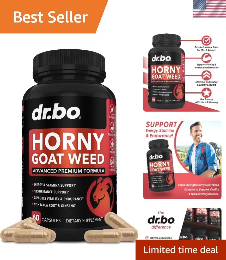 Horny Goat Weed Max 1590mg for Men & Women – Energy & Stamina Booster Capsules