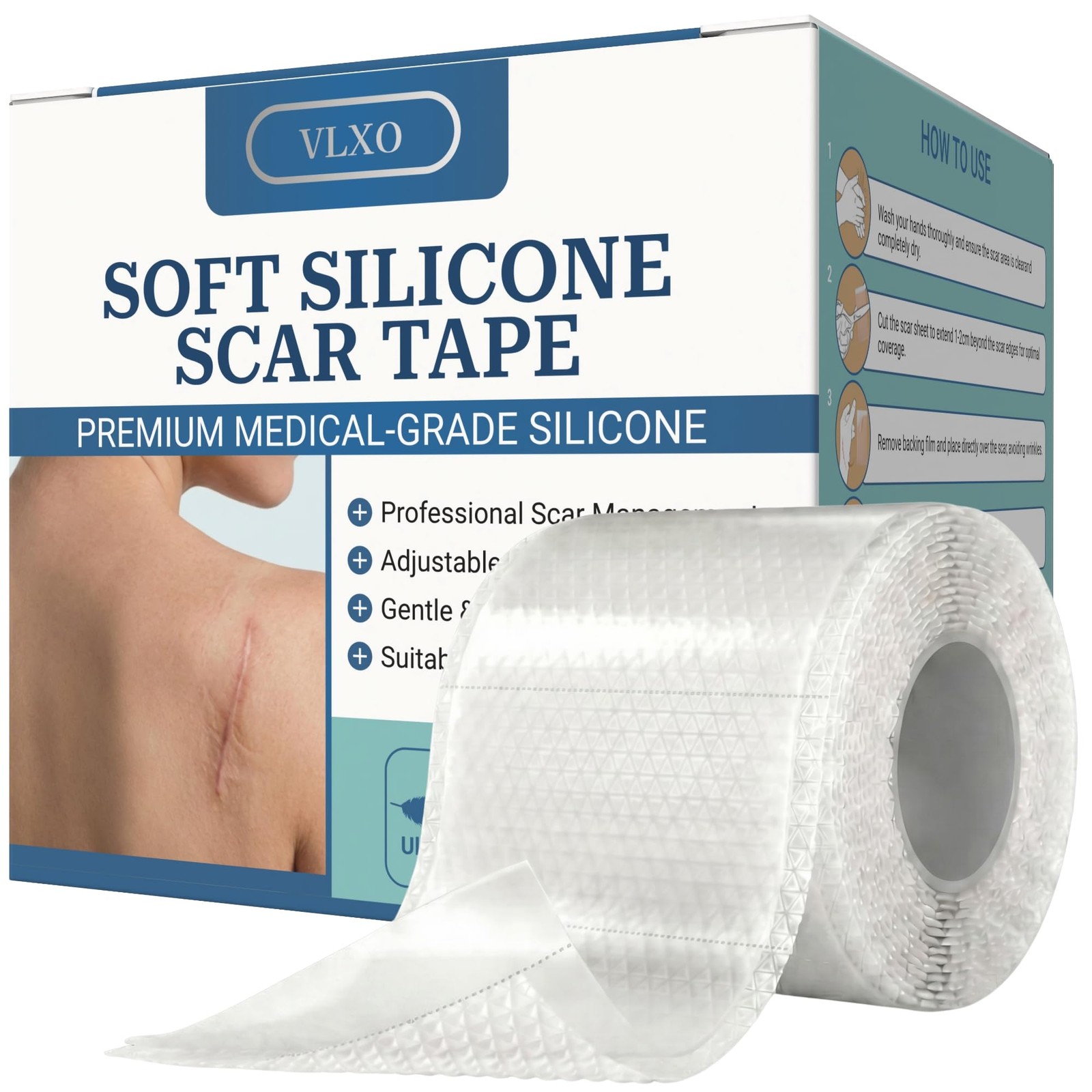 Vlxo Silicone Scar Tape Roll 60 X 1.6 For Surgical C-Section Scars