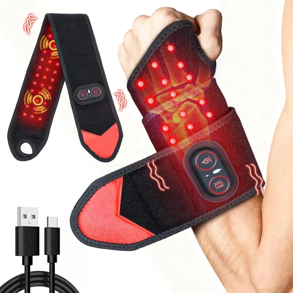 Electric Infrared Heated Wrist Wrap Brace Hand Massage Vibration for Pain Relief