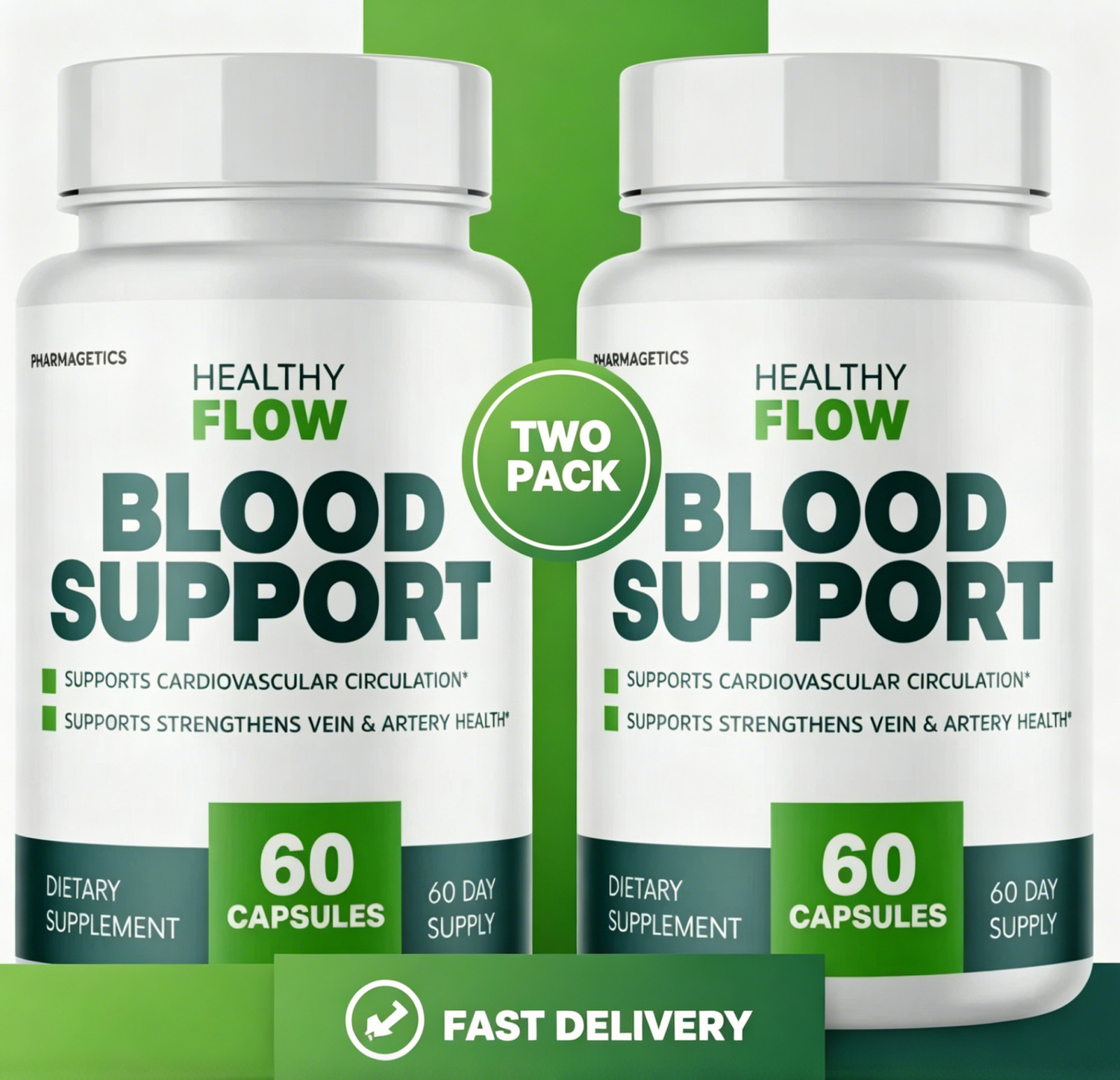2Pcs Healthy Flow Blood Support, Cardiovascular Circulation 120 Capsules