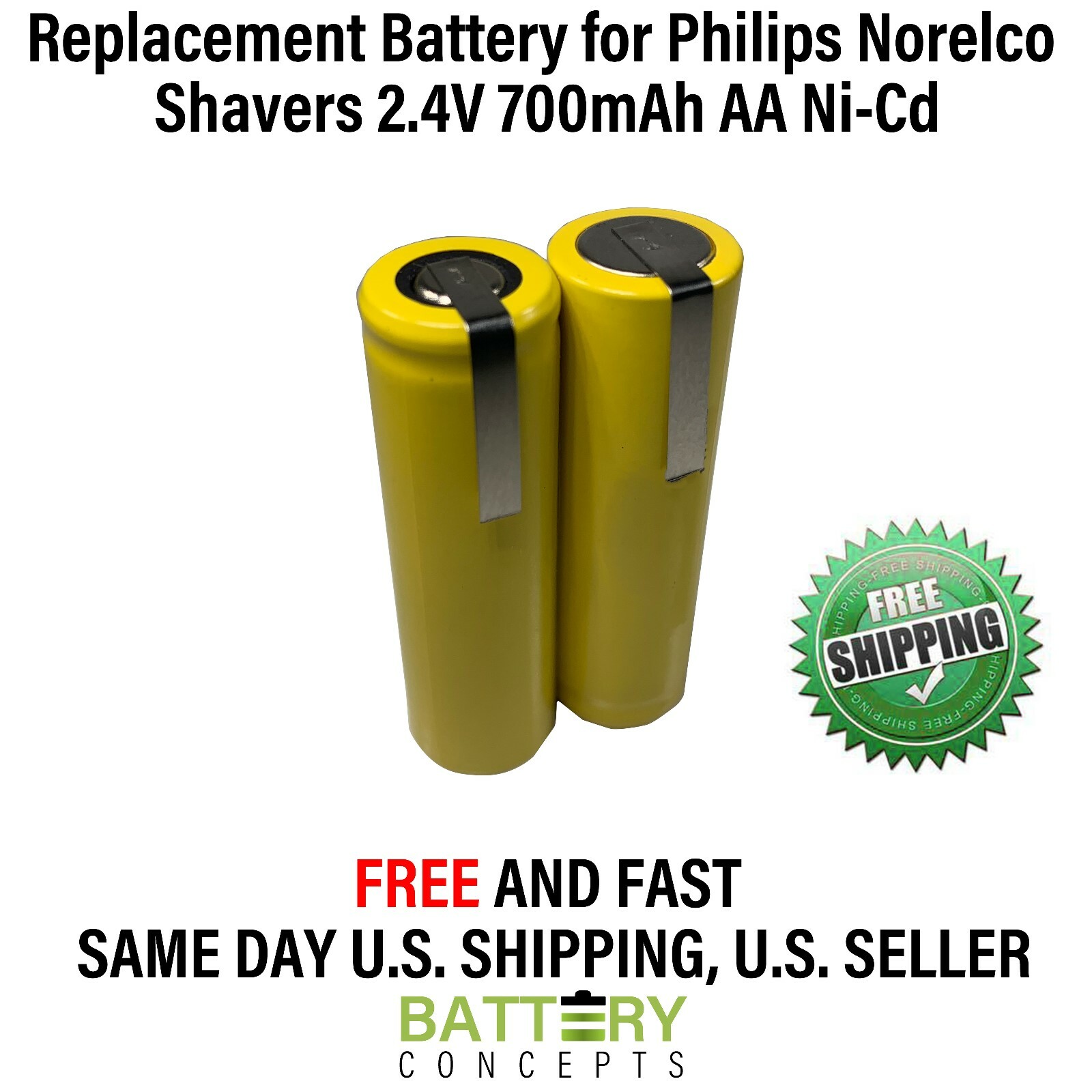 Remington Electric Shaver Replacement Rechargeable Battery 2.4V 700mAh AA NiCd