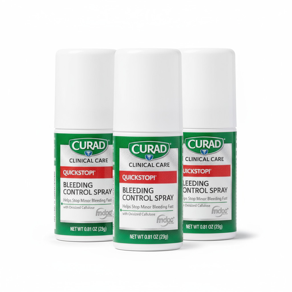 3 Pack CURAD Quick Stop Bleeding Control Spray with oxidized Cellulose 0.81 Oz