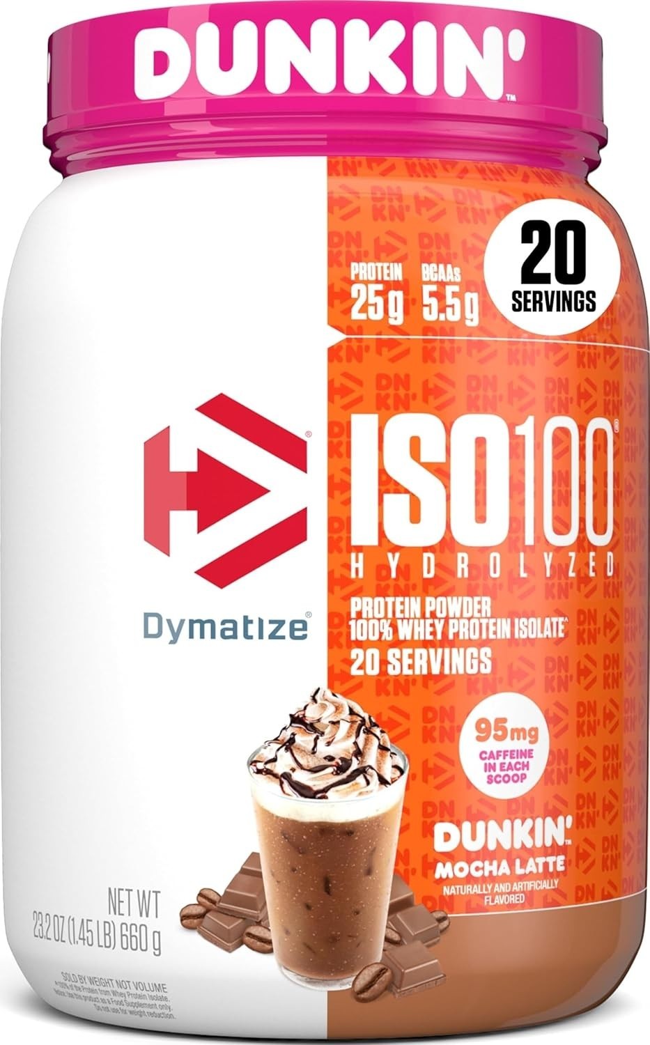 Dymatize ISO100 Dunkin Mocha Latte Whey Protein 20 Servings 25g Protein