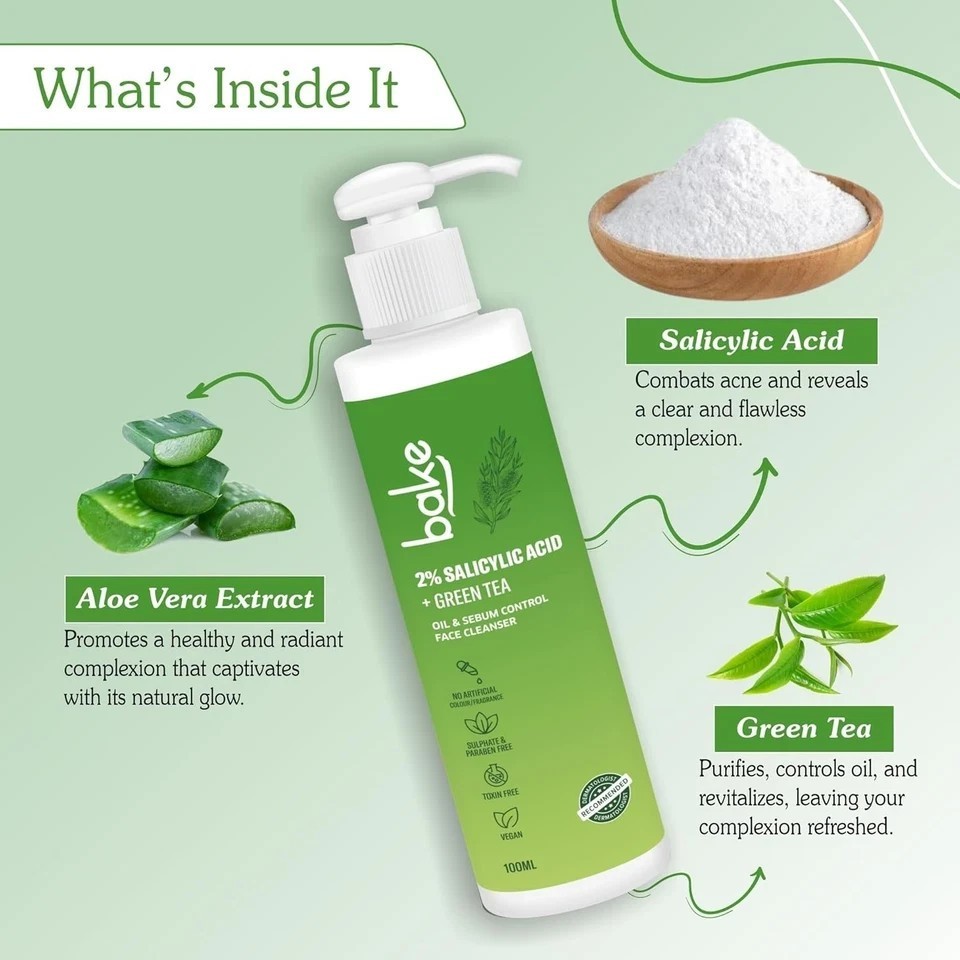 Bake 2% Salicylic Acid With Green Tea Face Cleanser 100ml