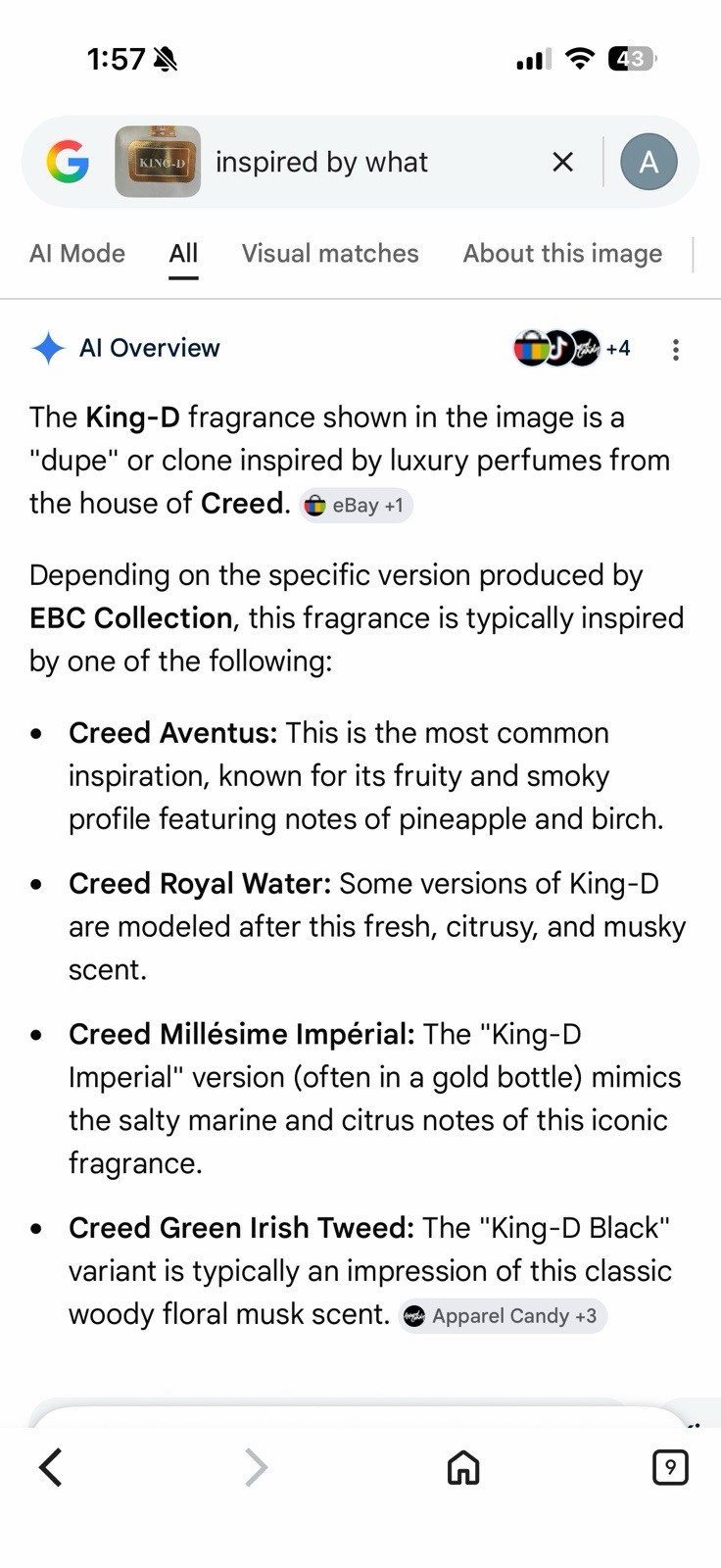King-D, Intimation, H’ombre Moody EDP Spray 3.4 fl oz lot imitation perfume