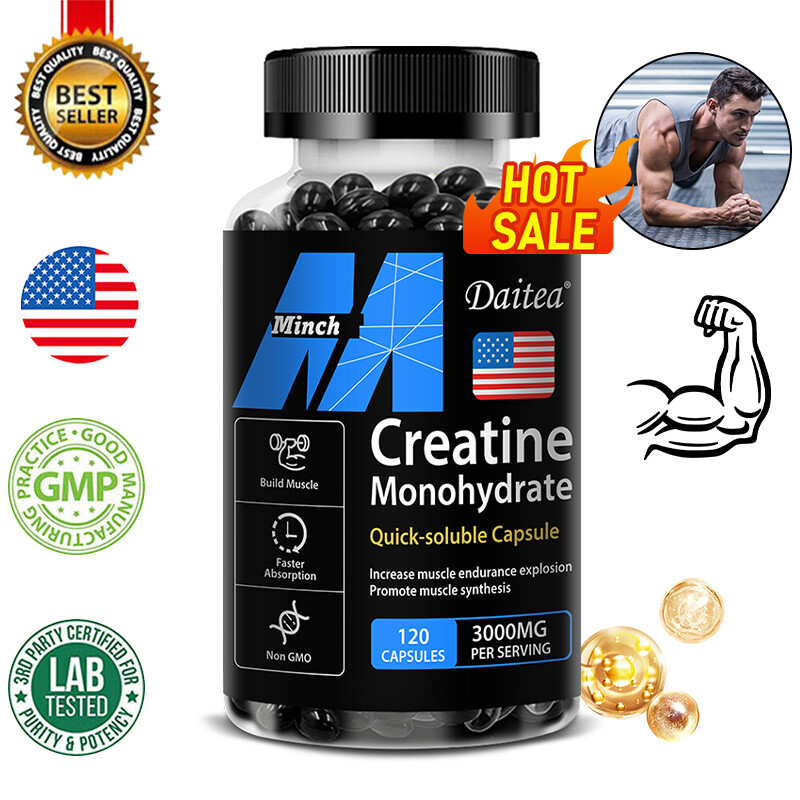 Creatine Monohydrate Capsules 3000mg, 30/60/120 Capsules, Muscle Explosion