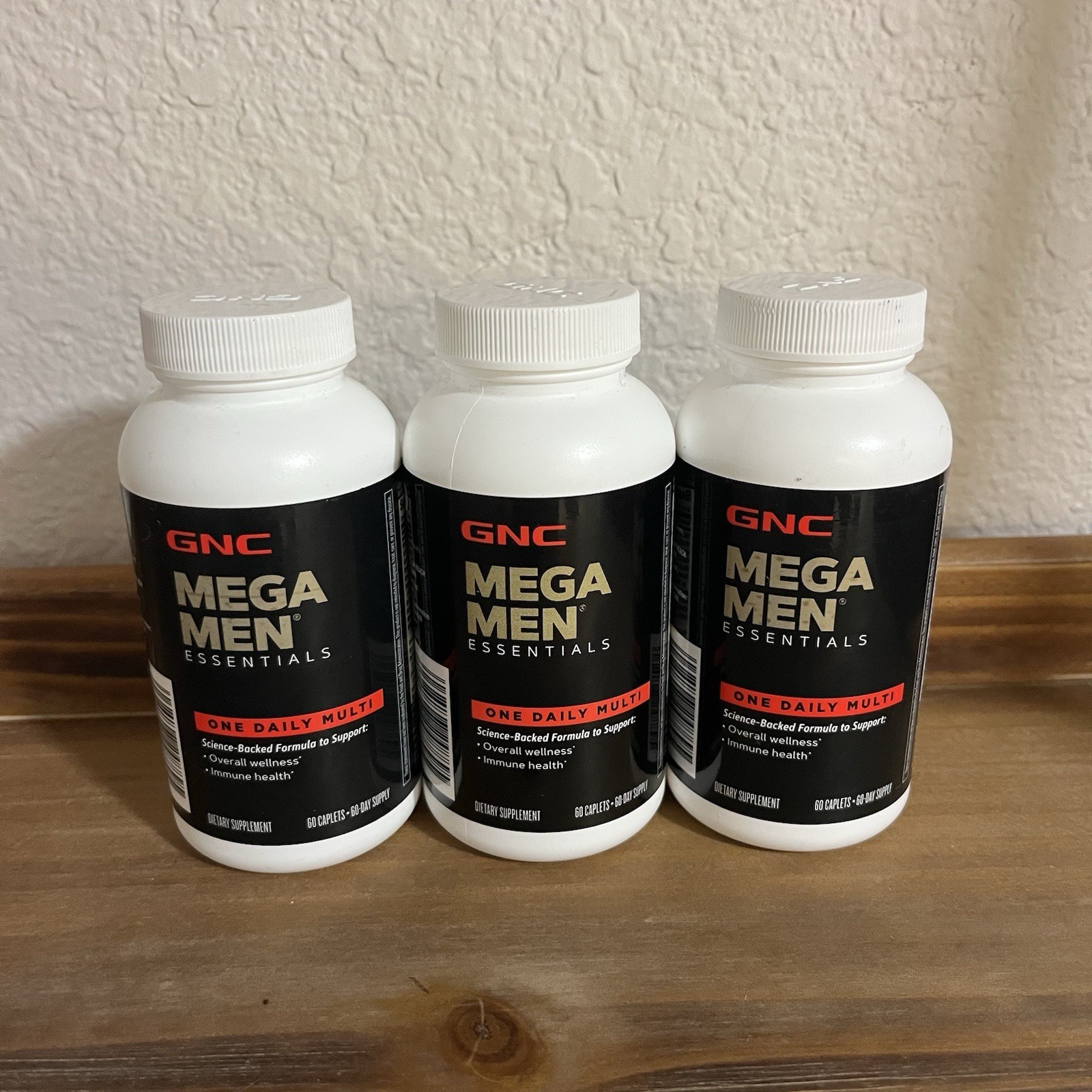 GNC Mega Men Essentials Multivitamin 180 Caplets Daily Men’s Vitamin Lot Of 3
