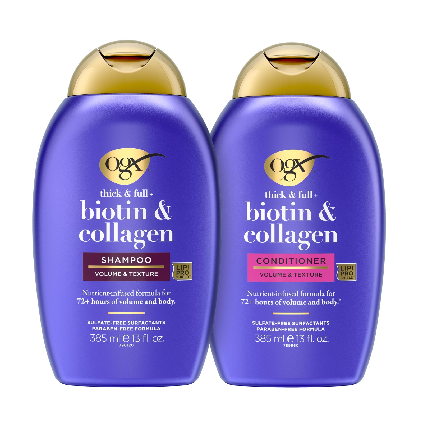 OGX Thick & Full + Biotin and Collagen for Hair 13 Ounce (Pack of 2), Purple